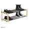 Adjustable Wooden and Metal Shoe-Clothes Rack - Ideal for Retail Stockrooms image 1