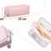 School pencil case triple pouch cosmetic bag 3in1 pink image 2