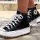 Collection Converse Femme Printemps Eté 2022, Modèle Cheville Haute, Semelle Haute Avec Débardeur Bicolore, Ligne RUN STAR HIKE PLATFORM, Couleur Noir, Tailles Disponibles du 36 au 41, Lot de 10 Paires photo 3
