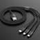 Rock Hi-Tensile 3-i-1 3A-kabel 1.2M USB-C + Lightning + Micro Black bilde 4