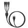 Rock Hi-Tensile 3in1 3A kabel 1.2M USB-C + Lightning + Micro Black billede 2