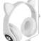"Bluetooth 5.0 EDR" belaidės ausinės ant ausų su baltomis katės ausimis nuotrauka 1