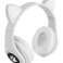 "Bluetooth 5.0 EDR" belaidės ausinės ant ausų su baltomis katės ausimis nuotrauka 3