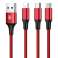 Baseus Rapid 3in1 iPhone микро USB USB-C 3A кабел червен картина 1
