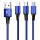 Baseus Rapid 3in1 iPhone микро USB USB-C 3A кабел син картина 1