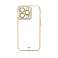 Fashion Case tok iPhone 13 Pro készülékhez Zselés tok arany kerettel fehér kép 2