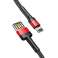 Baseus Cafule 2.4A 1m Lightning USB kabelis (dvigubai raudonas) (B&Red) nuotrauka 2