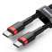 Cafule de câble Baseus 2x USB-C QC 3A 1m rouge noir photo 1