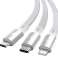 Baseus Bright Mirror USB 3in1 kabelis, mikro USB / zibens / USB-C balts attēls 5