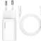 Cargador de pared Baseus USB-C PD 25W + cable USB-C blanco fotografía 3
