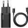 Baseus USB-C PD cargador de pared 25W + cable para USB-C Negro fotografía 1
