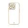 Fashion Case Case for iPhone 12 Gel Case with Gold Frame White image 2