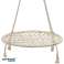 Outdoor &amp; Indoor Cotton Hanging Swing Chair - Crow&#039;s Nest Design with Decor Fringes and Metal Rings image 1
