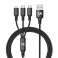 Wozinsky kabelio kabelis 3in1 USB tipas C / mikro USB / Lightning 2 8A nuotrauka 2