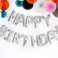 Folieballon verjaardagsdecoratie Happy Birthday zilver 340cm x 35cm foto 1