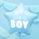 Folieballong "It's a boy" för babyshower, blå stjärna, 48 cm bild 1