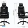 Black ergonomic office chair with footstool image 2