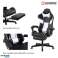 Herzberg HG 8082: Tri color Gaming and Office Chair with T shape Accent Blue image 1