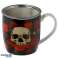 Skulls &amp; Roses Totenkopf Tasse aus Porzellan mit Teeei und Deckel Bild 1