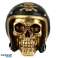 Gouden schedel in biker helm figuur foto 1