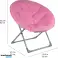 Chaise Coquille en Fausse Fourrure avec Structure en Métal, Bleu ou Rose, 71x80x79 cm photo 1