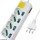 Bande d’alimentation électrique avec 4 places pour prises Schuko 10/16A, 5 interrupteurs indépendants, câble de 1,5 mètre, tableau des notes photo 1