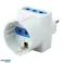 Trippel Schuko-adapter 2P + E-plugg 2P + E 16A stikkontakter Innebygd i referanse til CEI 29-50 og CEI 29-57 standarder hvit farge bilde 1