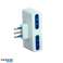 4 OUTPUT ADAPTER, 16 A+T PLUG, 4 DIVALENT SOCKETSSpace-saving adapter with 4 10A sockets Ra.El.Con 10247, 2P+E 10A plug, White, Technopolymer material image 3