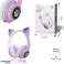 VIOLET Cute Cat Ear Bluetooth Wireless Headphones Glowing LED RGB Flash Light image 1