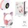 PINK Niedliche Katzenohr Bluetooth Wireless Kopfhörer Leuchtendes LED-RGB-Blitzlicht Bild 1