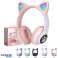 PINK Niedliche Katzenohr Bluetooth Wireless Kopfhörer Leuchtendes LED-RGB-Blitzlicht Bild 4