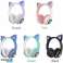 SCHWARZ Niedliche Katzenohr Bluetooth Wireless Kopfhörer Leuchtendes LED-RGB-Blitzlicht Bild 1