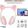 SCHWARZ Niedliche Katzenohr Bluetooth Wireless Kopfhörer Leuchtendes LED-RGB-Blitzlicht Bild 4