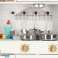 Ξύλινη παιδική κουζίνα με ψυγείο, ημερολόγιο, φως LED, αξεσουάρ, γλάστρες, μαχαιροπίρουνα, μεγάλη, 80cm εικόνα 6