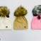 Women's hat with pearls and fleece - large pompom - mix color! image 3