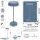 Blue Sand elegantne kaasaskantav laualamp välis- ja siseruumides eemaldatava peaga - laetav aku USB-laeng LED 2700k 2w 200 luumen IP54 foto 1