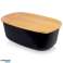 Bread box with wooden board black 39x23 5x15 5 cm image 2