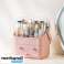 Stor make/up organizer, kosmetik- og smykkeopbevaring med støvtæt låg, Vis kasser med skuffer - PINK billede 4