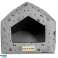 Personalized dog bed house 65x50 cm H=45 cm paws gray image 2