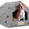 Personalisierte Hundebetthütte 65x50 cm H=45 cm Pfoten grau Bild 3