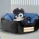 Hundebett 70 cm personalisiert ABNEHMBARER Anti-Rutsch-VELOURS blau-schwarz Bild 4