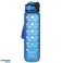 Water bottle water bottle with straw handle motivational measure for gym 1l blue image 1