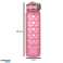 Water bottle, bottle with straw, handle and measuring cup, motivational for the gym, 1l, pink image 2