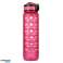 Wasserflasche, Flasche mit Strohhalm, Henkel und Messbecher, motivierend fürs Fitnessstudio, 1l, rosa Bild 3