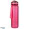 Пляшка для води, пляшка з соломинкою, ручкою та мірною чашкою, мотиваційна для спортзалу, 1л, рожева зображення 4
