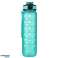 Motivational Water Bottle Water Bottle with Straw Holder Measuring Spoon for Gym 1l Green image 1