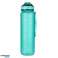 Wasserflasche, Flasche mit Strohhalm, Henkel und Messbecher, motivierend fürs Fitnessstudio, 1l, grün Bild 2