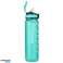 Vandens butelis, butelis su šiaudeliu, rankena ir matavimo puodelis, motyvacinis sporto salei, 1l, žalias nuotrauka 3