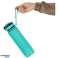Motivational Water Bottle Water Bottle with Straw Holder Measuring Spoon for Gym 1l Green image 6