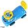 Ride-on pusher legetøjsbil smilende med hornblå billede 3